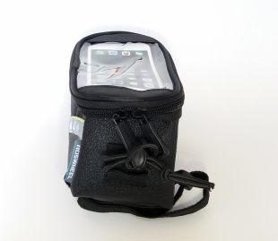 Сумка-чохол на раму ROSWHEEL CLASSIC чорний для телефону з зеленою смужкою L фото 29436